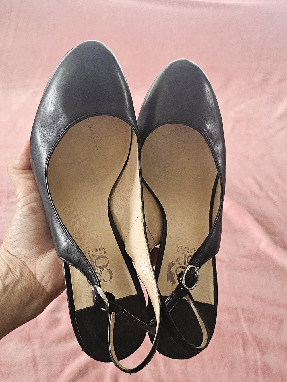 Size 6.5 Barneys New York Black Leather Platform Slingback Pumps Size 37 - Picture 13 of 16